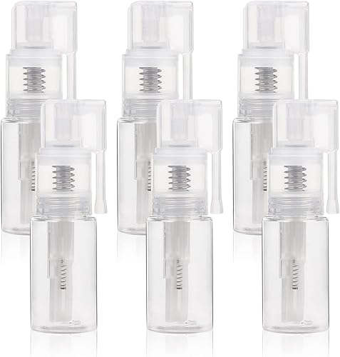 Botella pulverizadora de polvo de 6 piezas, aplicador de fibra capilar recargable de 1.2 fl oz, botellas vacías de polvo seco para cosméticos,