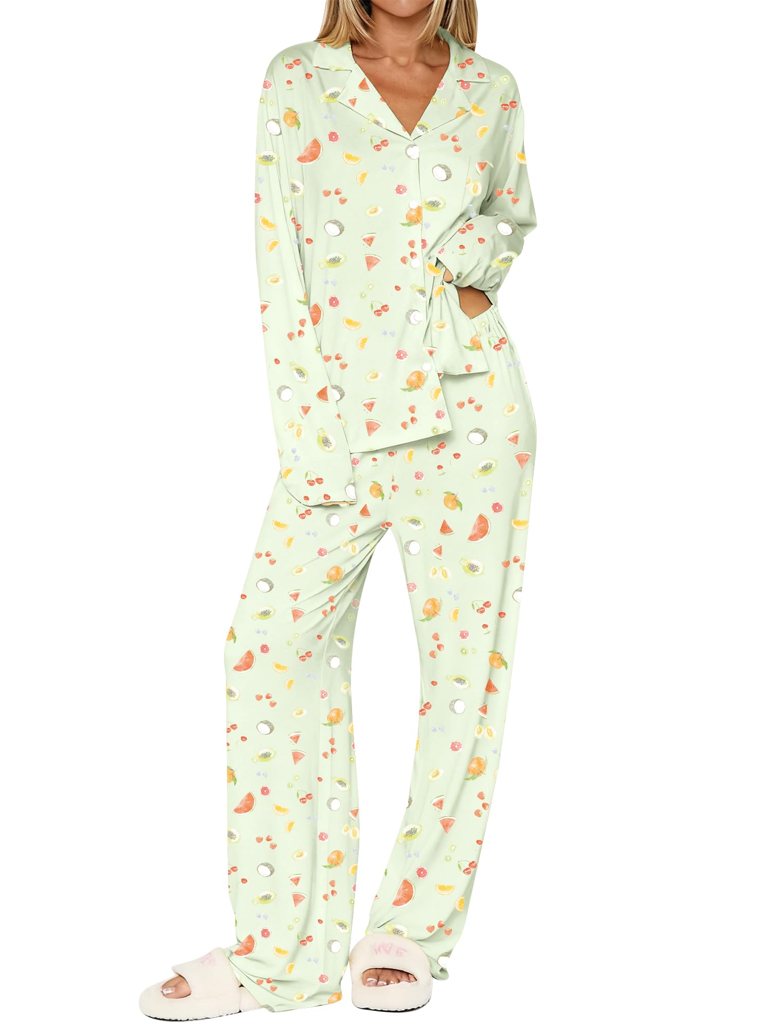 Dressmine Ladies Long Sleeve Cute Pajama Sets 2 Piece Fall Outfits