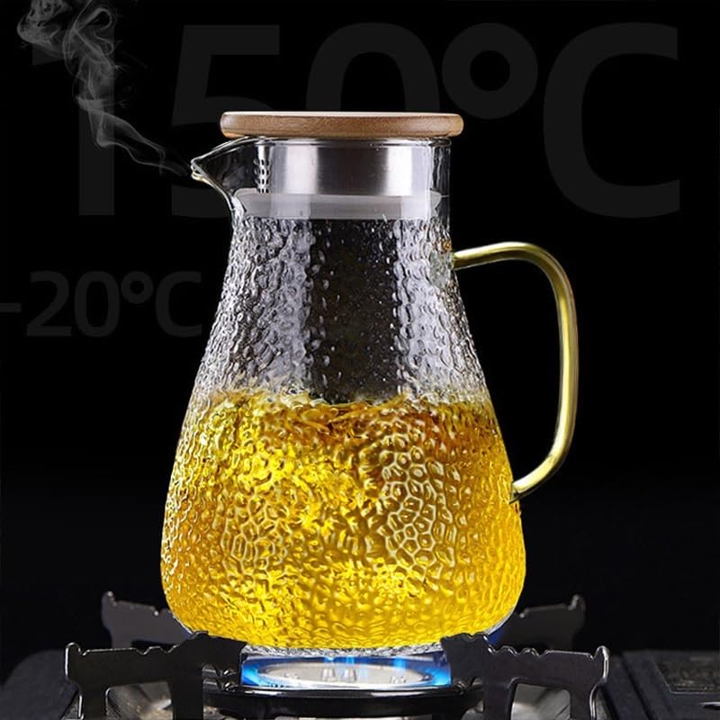Brocca Acqua Brocca d'acqua Set di brocca d'acqua in vetro Teiera resistente al calore for la casa Set di tazze da tè Bollitore freddo Brocca d'acqua con manico for bicchieri bollenti Caraffa Acqua (