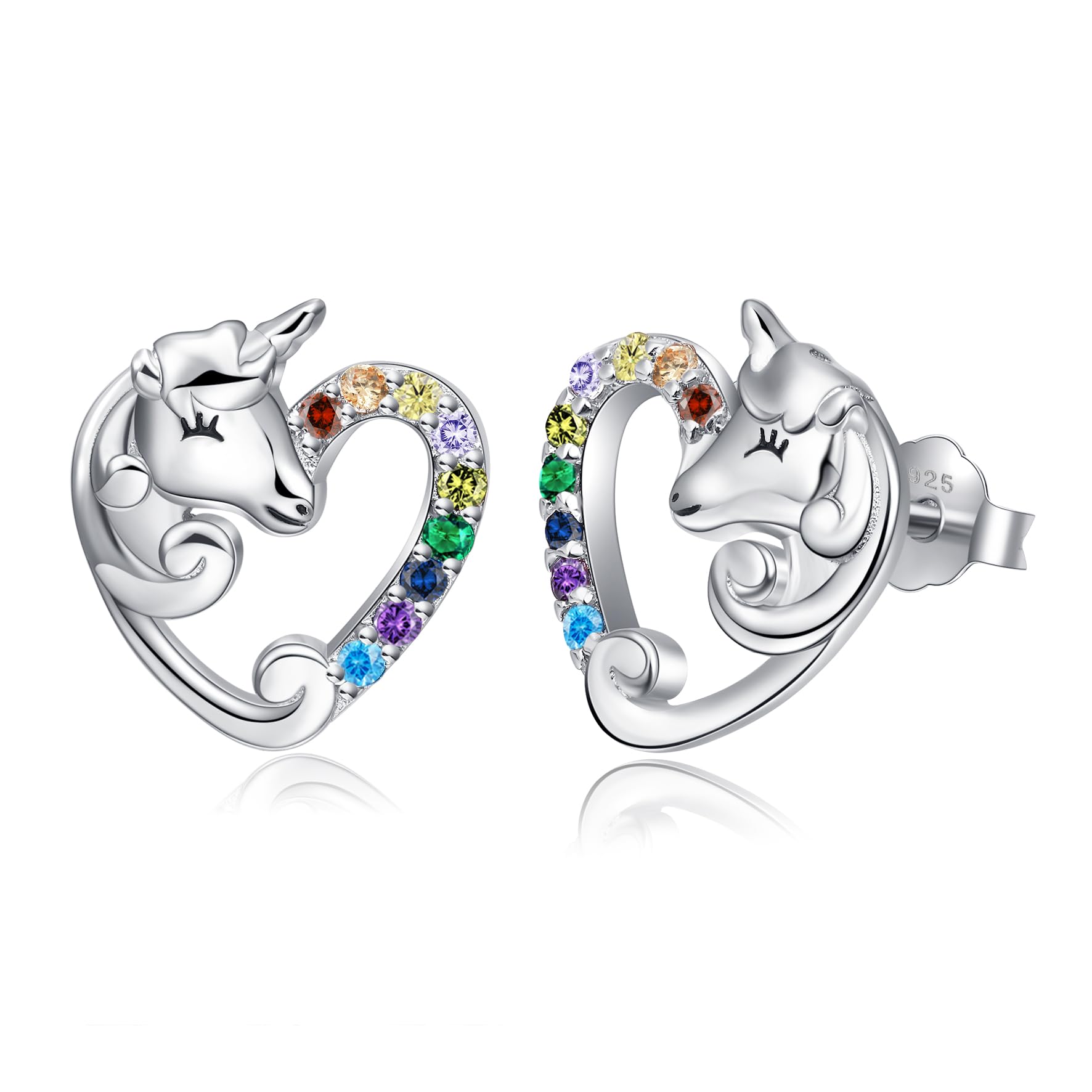 Qings Orecchini Bambina Argento 925 Orecchini Anallergici, Animali Gioielli Unicorno Pesce Orecchini Donna Argento Sterling 925 Regalo di Compleanno per Ragazze Figlia