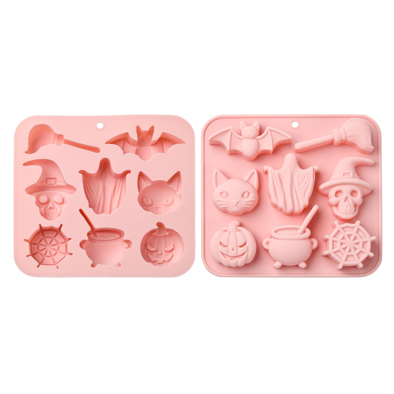 UR URLIFEHALL 2 Pcs Halloween Silicone Moulds Ghost Bat Skull Pumpkin Chocolate Moulds for Baking Cake Handmade Soap Muffin Cheesecake Brownie