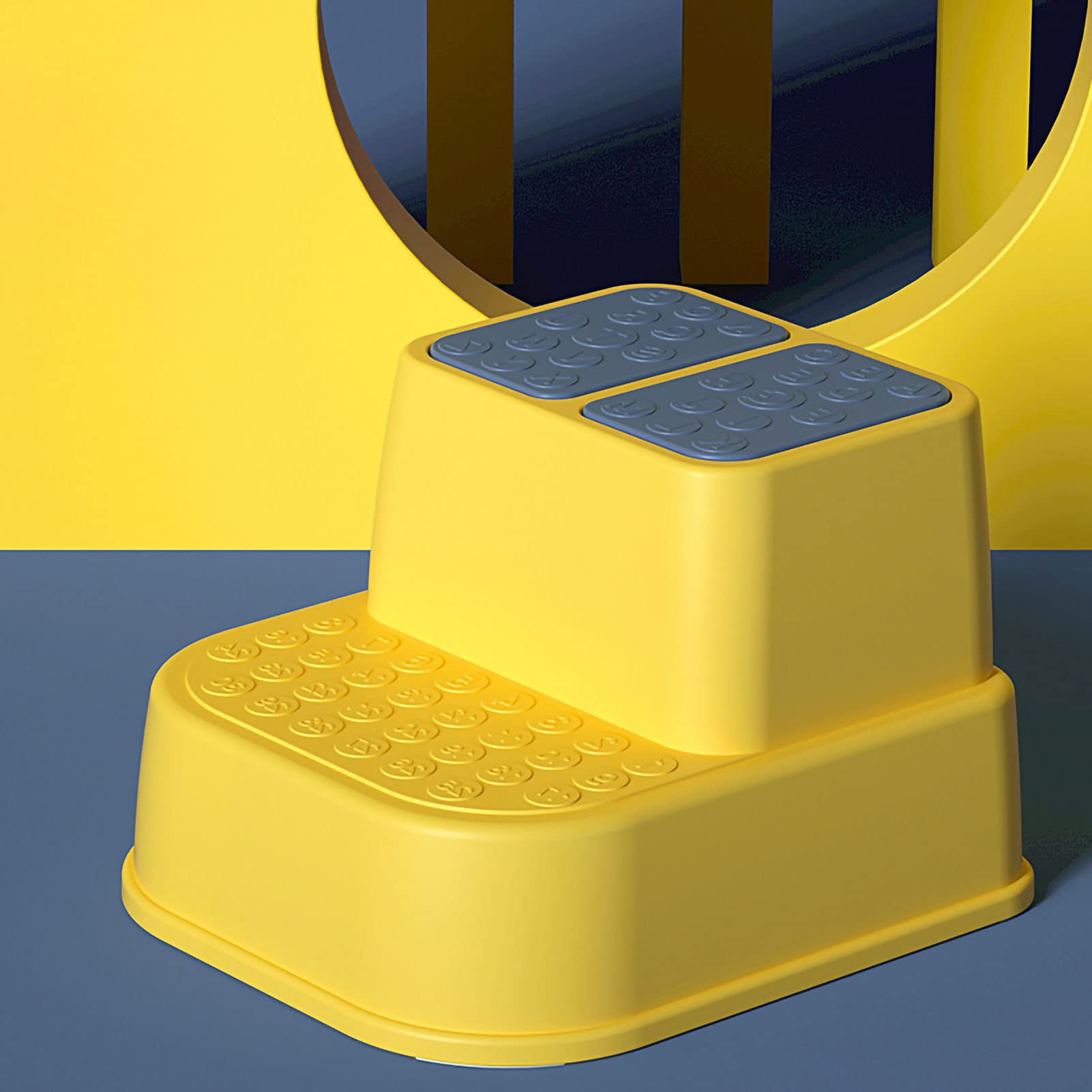 Cocoarm Stołek do Toalety Plastikowy Stołek łazienkowy z Antypoślizgowym Ziarnem i Zabezpieczeniem Przed Przewróceniem, Podwyższony Podnóżek dla Małych Dzieci, Lekka, Kompaktowa Konstrukcja (Żółty 2
