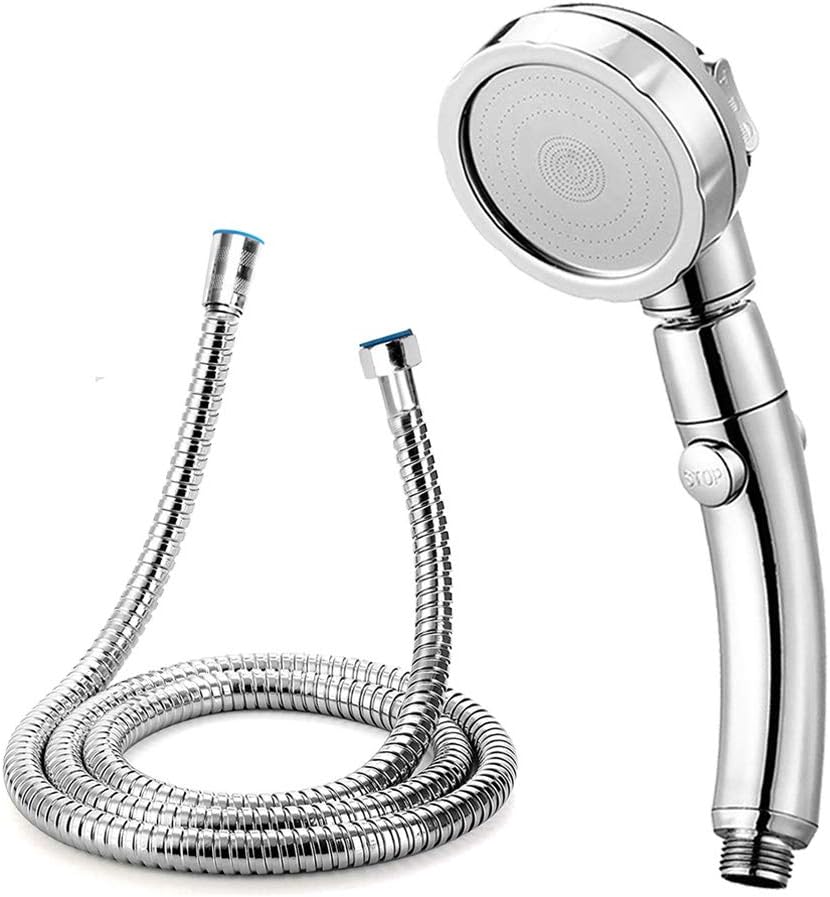 Modern 3-Setting Detachable Shower Head with 59-Inch Hose, High Pressure Water Saving, 360 Rotating Adjustable Handheld Shower Head with ON/OFF Switch and 3 Spray Modes, Chrome Finish