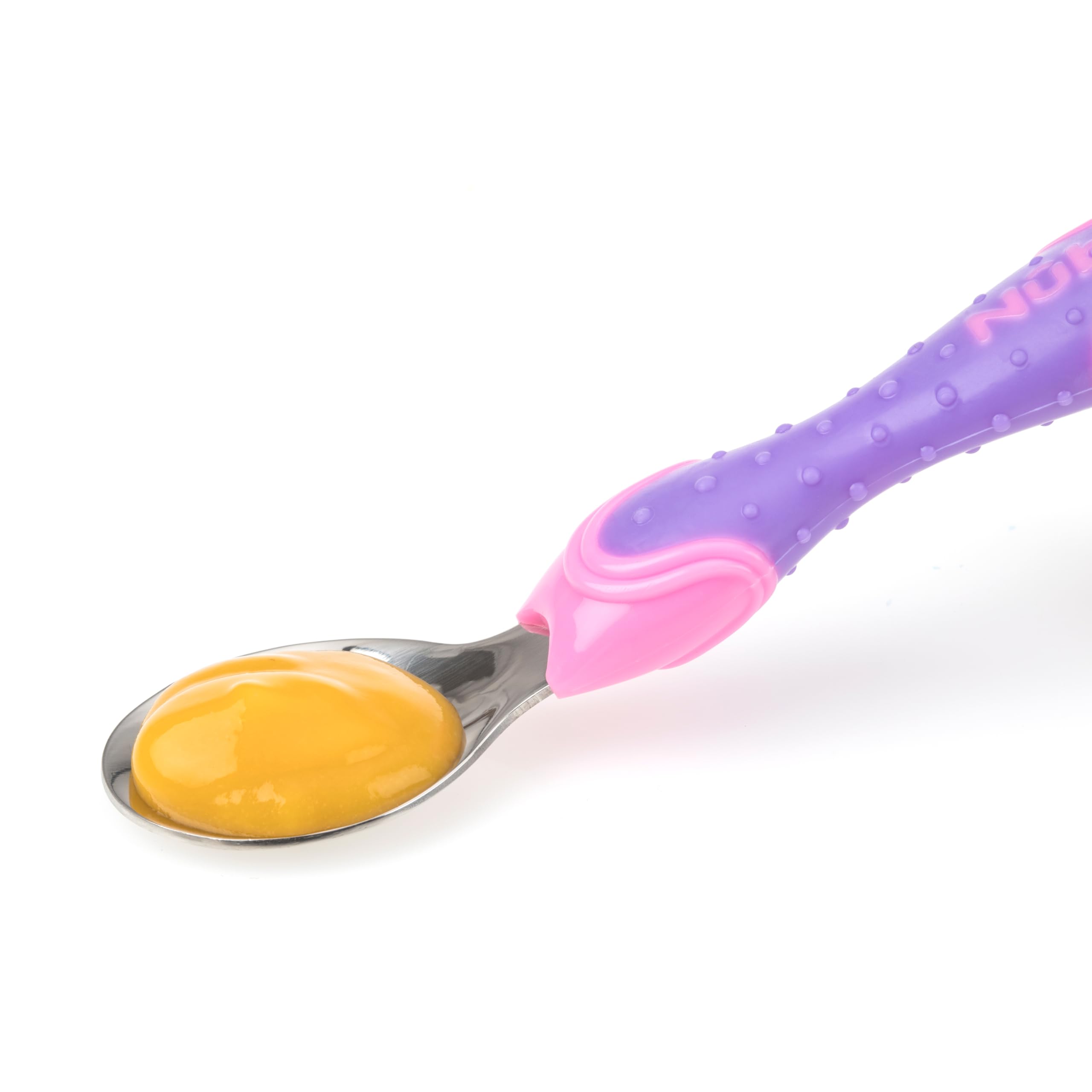 Nuby - Utensili in acciaio INOX, 2 pezzi, colore: Rosa/Viola