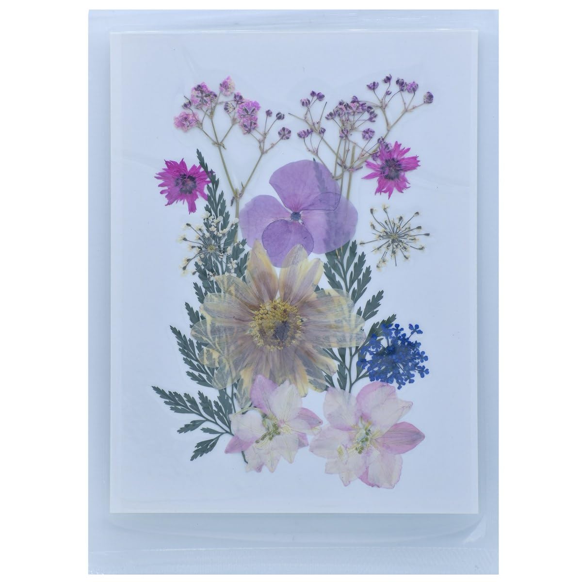 Pressed Flower Art Display Frame, Dried Floral Arrangement with Purple and Pink Blooms, DFPD04-image-20
