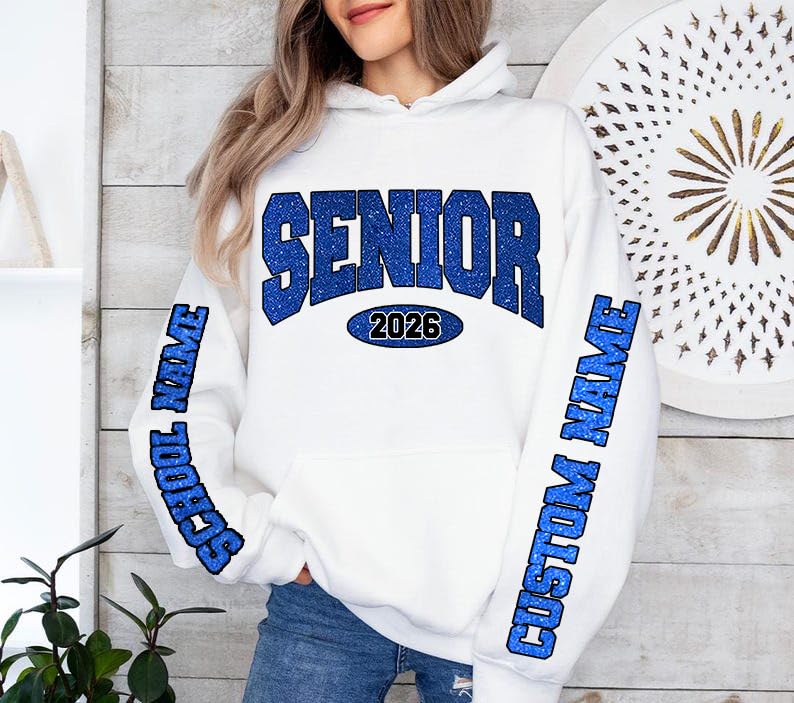 Personalized Senior 2026 Sweatshirt, Custom Name Graduation Hoodie, Class of 2026 Gliters Style Sweatshirt2