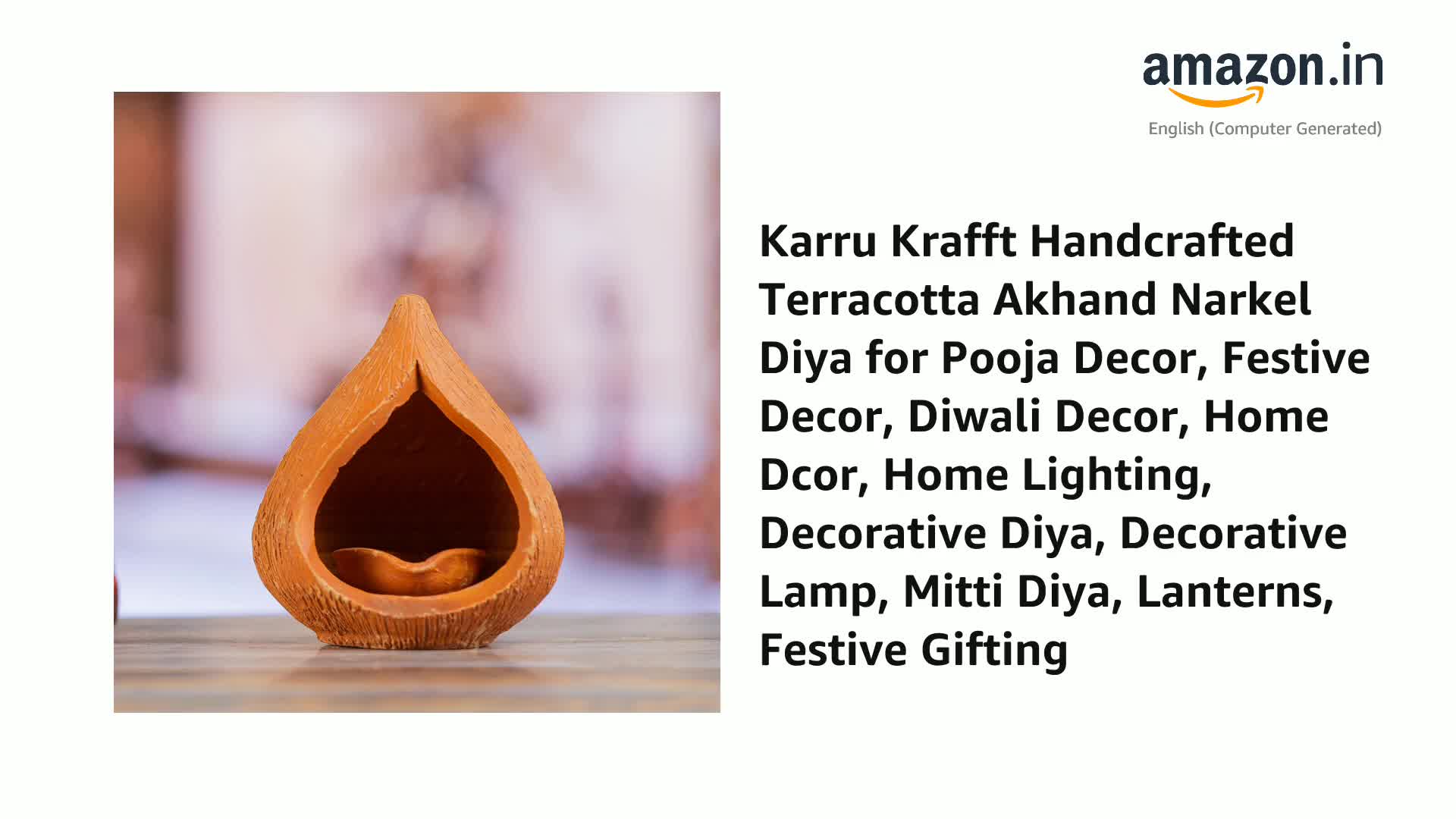 Buy Karru Krafft Handcrafted Terracotta Akhand Narkel Diya – Clay