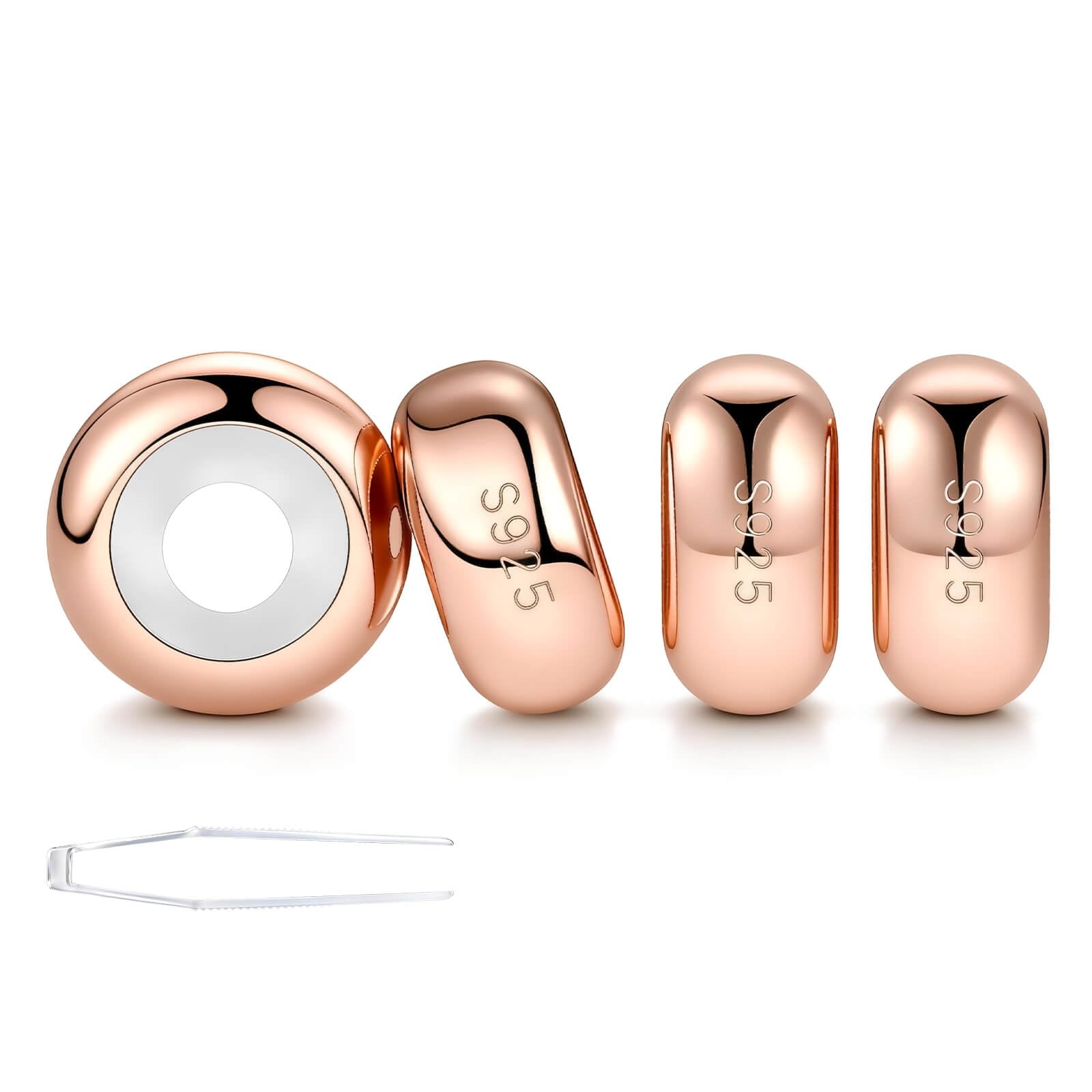LOVANS Clip Charms Femme en Argent Sterling 925, Bloqueur Charme Stopper Separateur pour Bracelet, Cadeau pour Maman Fille (Or Rose/Argent) - 4/6/10 pièces