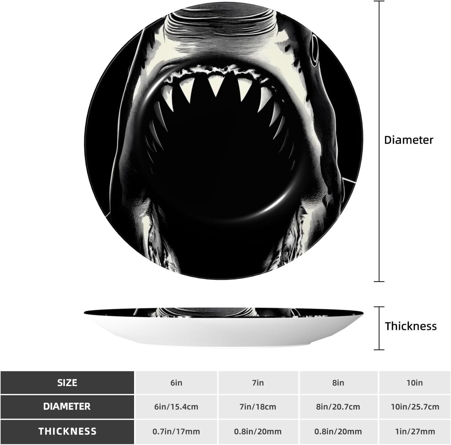 Shark Style Ceramic Plate Display Home Display With Stand Wall Hanging Plate For Home Decor 10 Inch