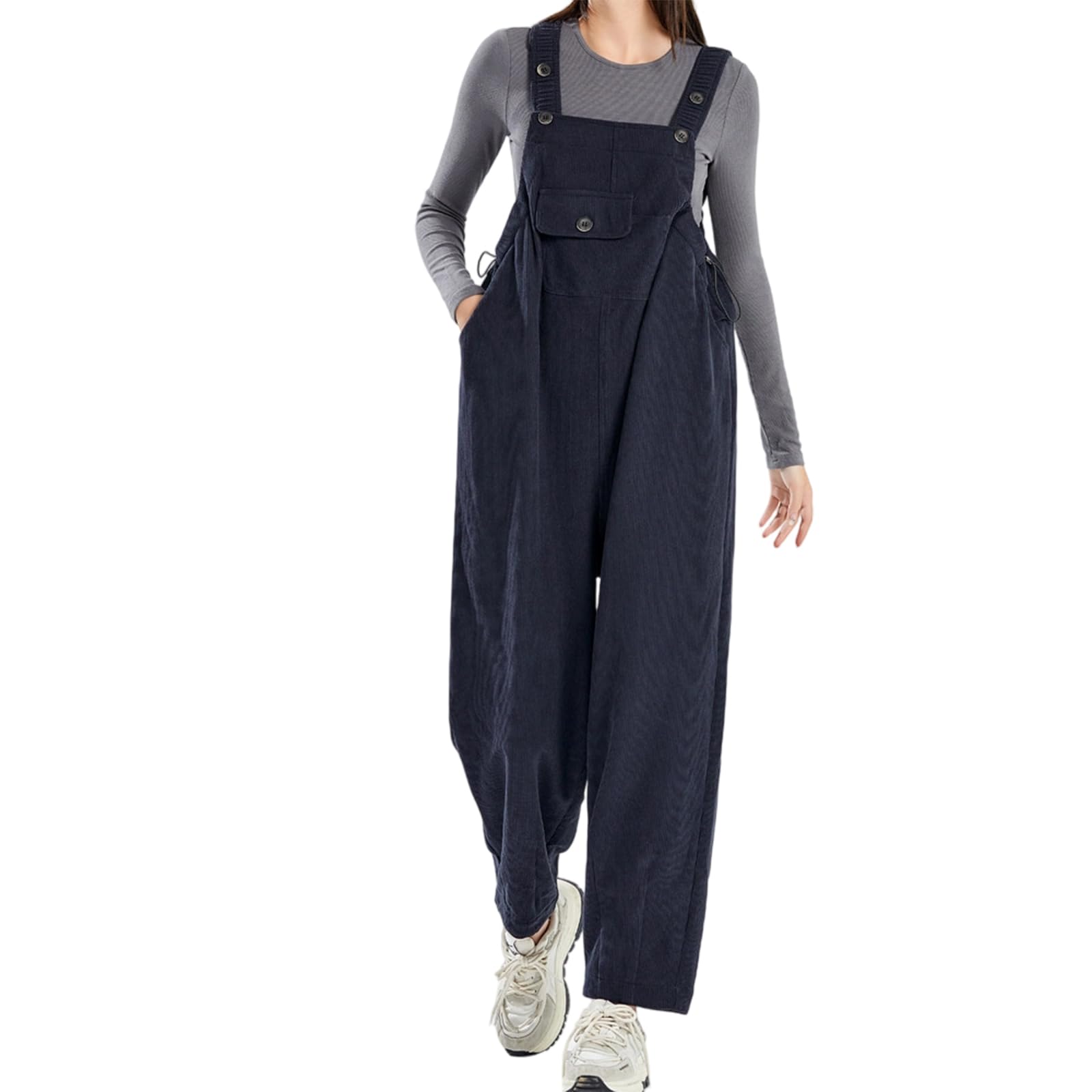 Salopette da Gravidanza Foderata con Multitasche, Dark Grey XL