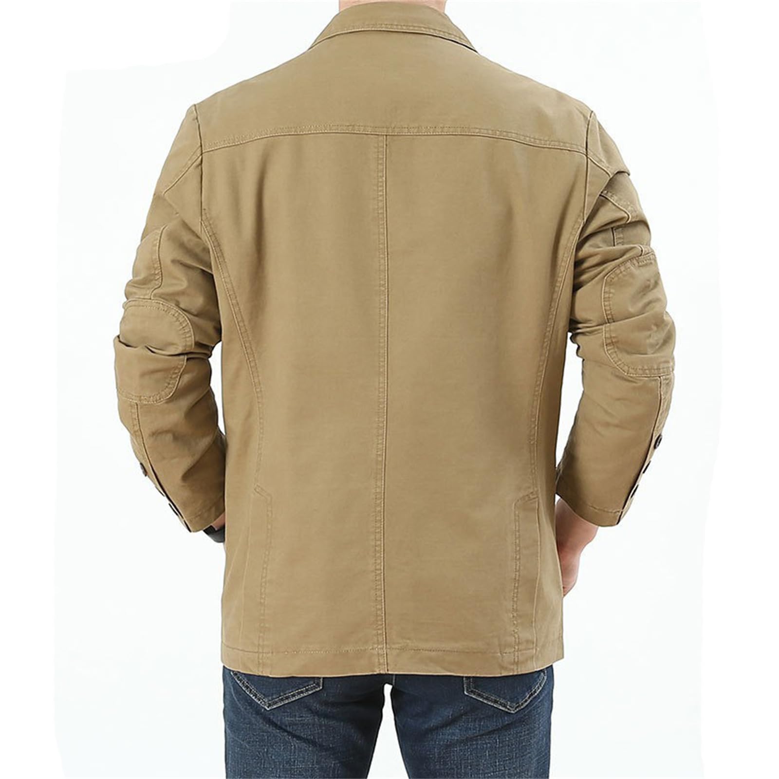 Chaqueta de Traje de algodón Lavado Casual Retro de 3 Botones para Hombres Chaqueta de Trabajo Ligera Chaqueta Deportiva
