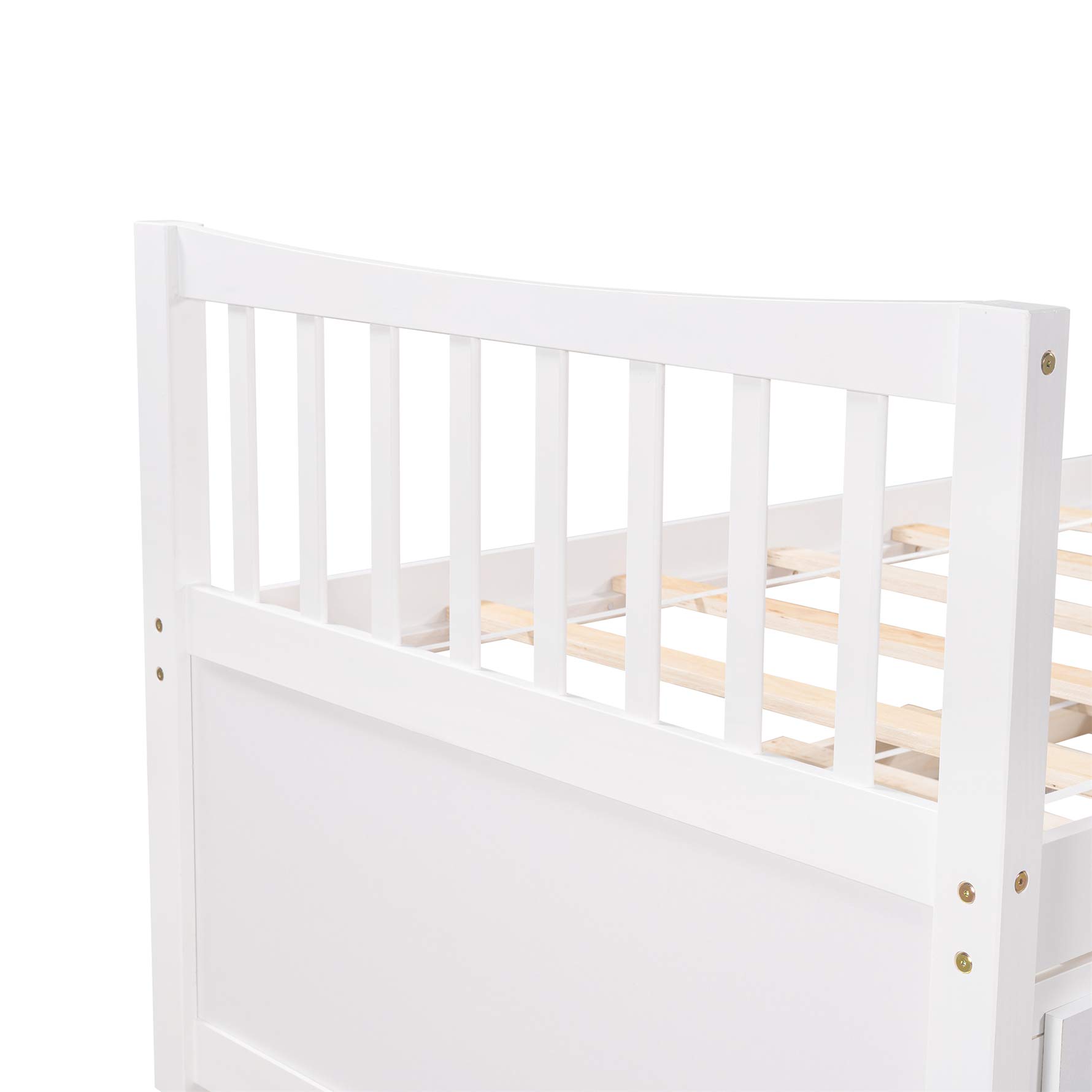 Twin Daybed with Trundle and Storage Drawers ,Wood Twin Captain's Bed