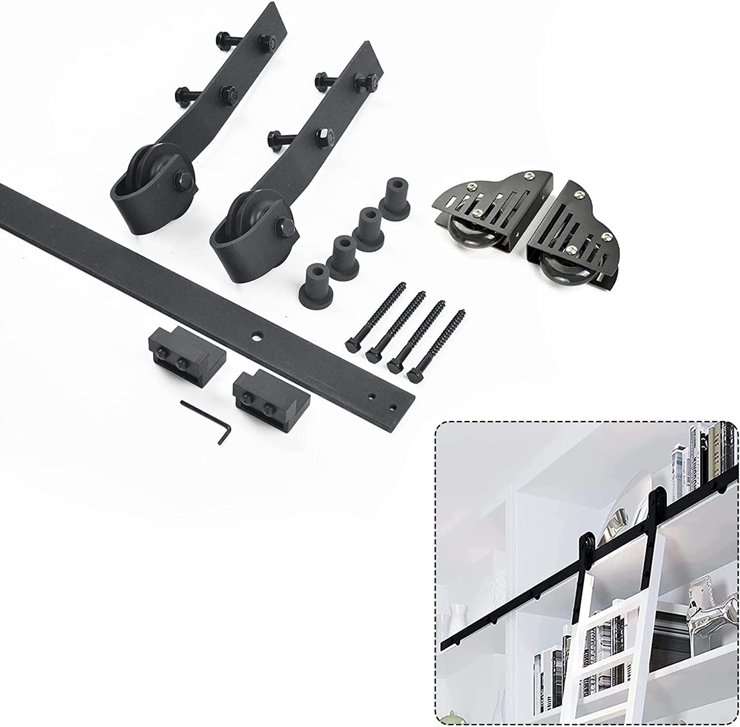 Quincaillerie échelle coulissante et kit porte de grange rétractable à rails roulants complet