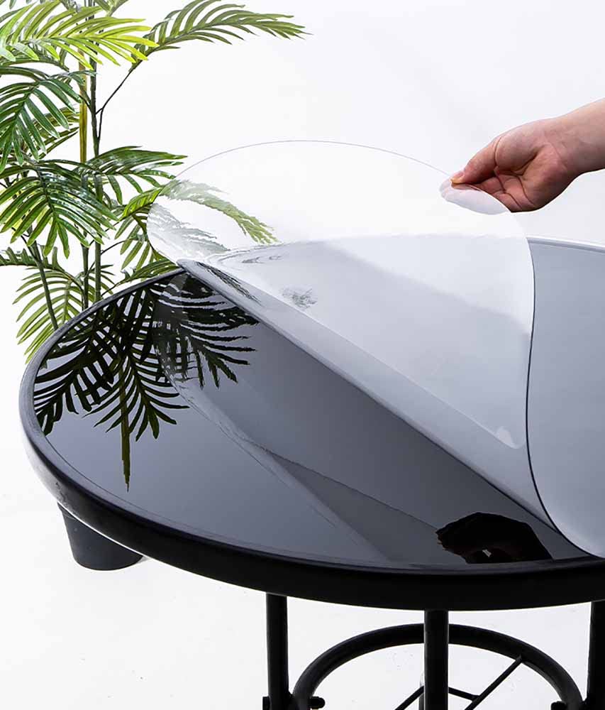 Mantel de plástico redondo impermeable – Protector de mesa de vinilo resistente al calor para mesas de comedor, duradero de 2 mm de grosor, fácil de limpiar y mantener, ideal para el hogar y eventos