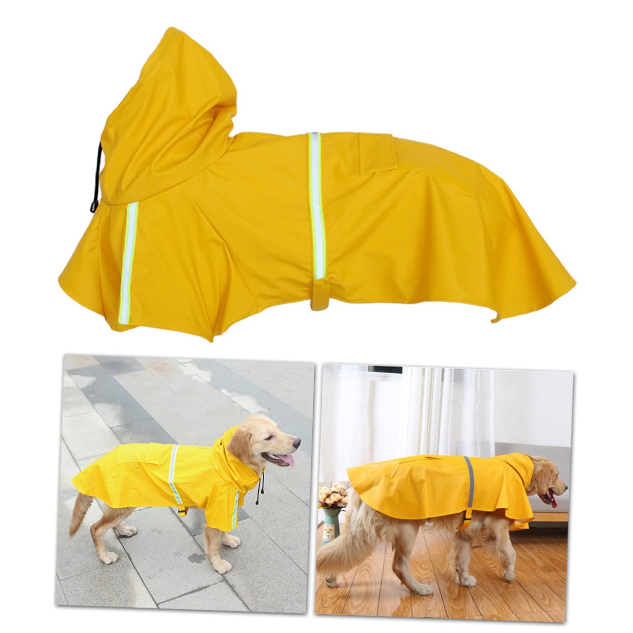 Manteau pluie chiot et chien XL jaune imperméable réfléchissant capuche