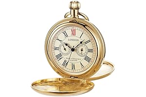 Elegant BRESLEN Men's Mechanical Pocket Watch with Chain and Box