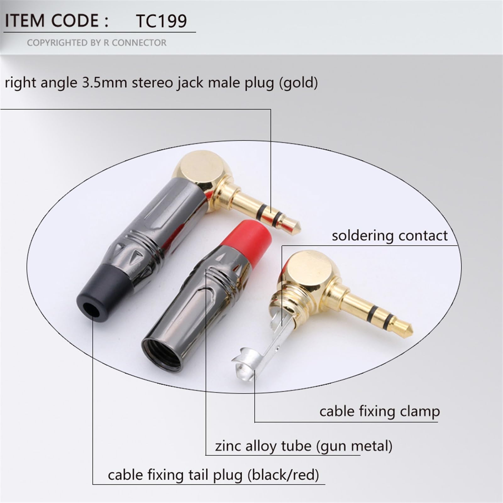 Prise stéréo 3.5mm, 10 pièces/lot, prise casque à Angle droit, 3.5mm, 3 pôles, prise mâle stéréo, à souder, 3 broches (Color : Black Tube)
