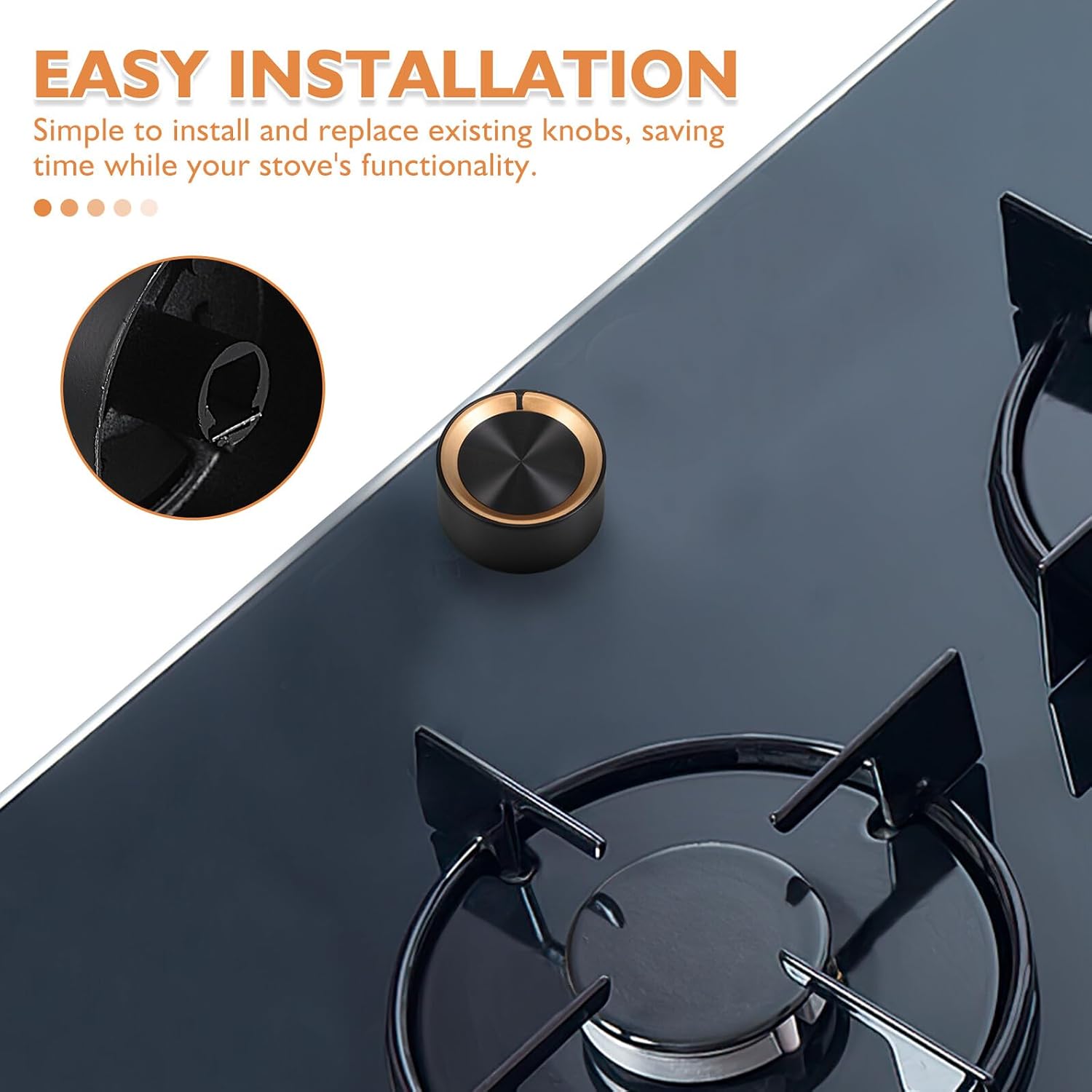 1 Pair Universal Metal Gas Stove Control Knobs for Gas Hob Switch Replacement and Electric Oven Sturdy Burner Adjustment Accessories for Kitchen Cooktop