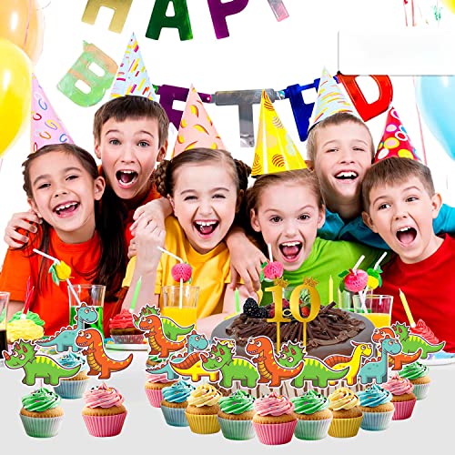 Image of Party Propz Dinosaur Theme Cake Topper Decoration- 24Pcs For Kids | Dinosaur Theme Birthday Decorations | Cake Decoration Items | Dino Theme Cake Decoration Items | Dinosaur Cake Topper