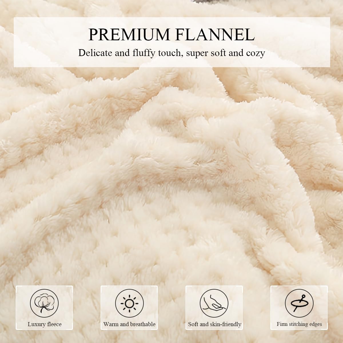 LumiSyne Waffle Honeycomb Throw Blanket Solid Color Luxury Flannel 4 Fluffy Soft Warm Snuggle Blanket Cosy Bedspread Coverlet Bed Cover Decorative Throw For Sofa Bed Armchair 200×230cm - Image 3