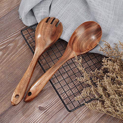 Salade Servers, Houten Salade Serveervork en Lepel Tang Set, Eco-vriendelijke Tosser Bestek Servies Mengen voor Salade, Pasta, Fruit, Keukengerei Herbruikbaar (26cm/ 10,2 inch) - Image 8