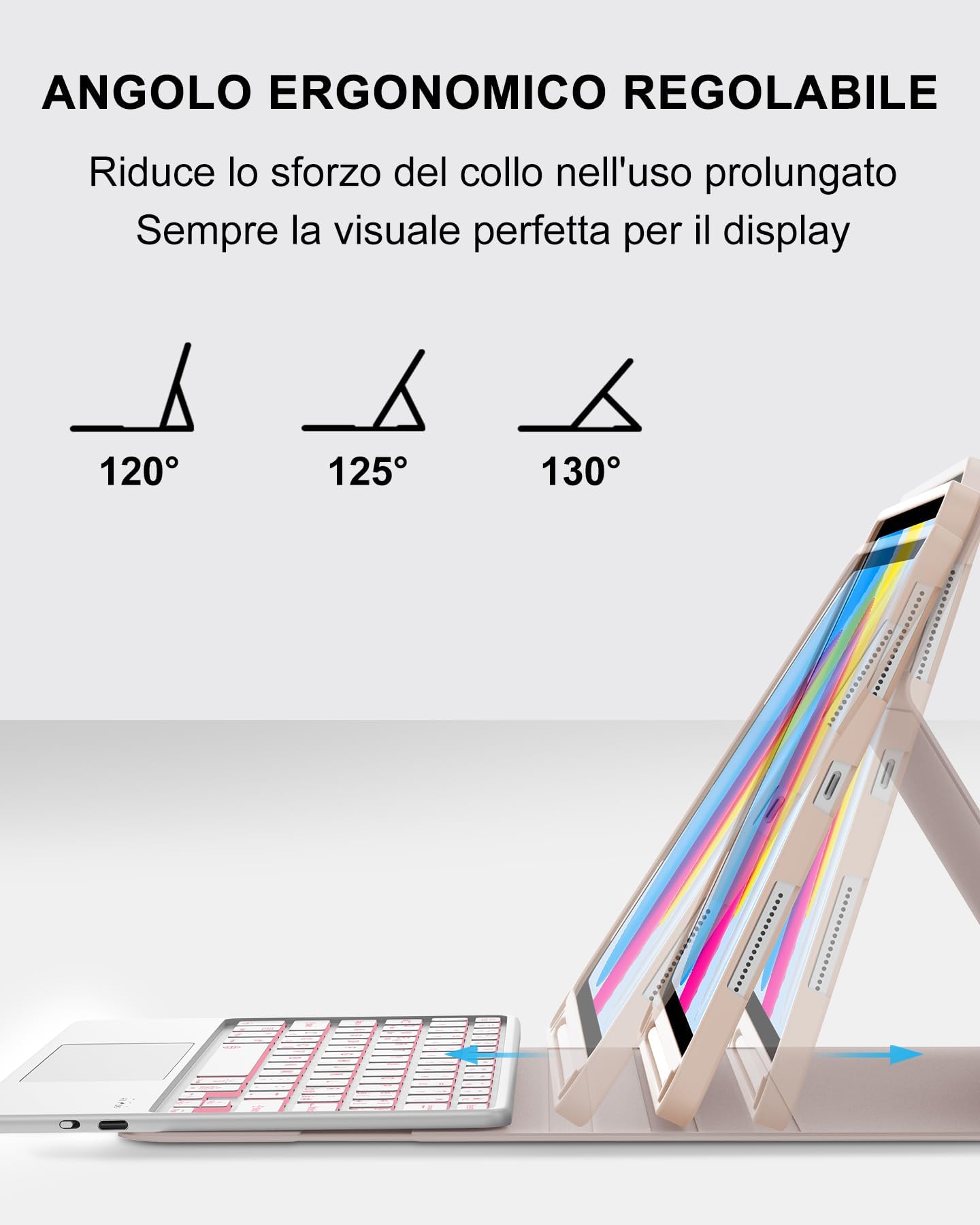 Per iPad A16 11 & 10 Gen Cover Tastiera con RGB & TP Italiana