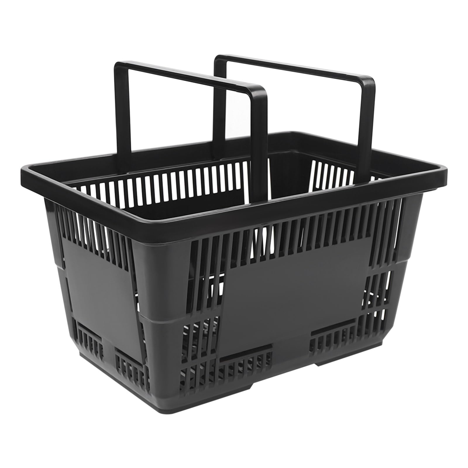 Rogowsen Black 12Pcs Shopping Baskets, 28L Durable Plastic Grocery Basket, 18.89 * 10.23 * 12.99In Portable Shop Basket, For Retail Store Supermarket Grocery Shopping,