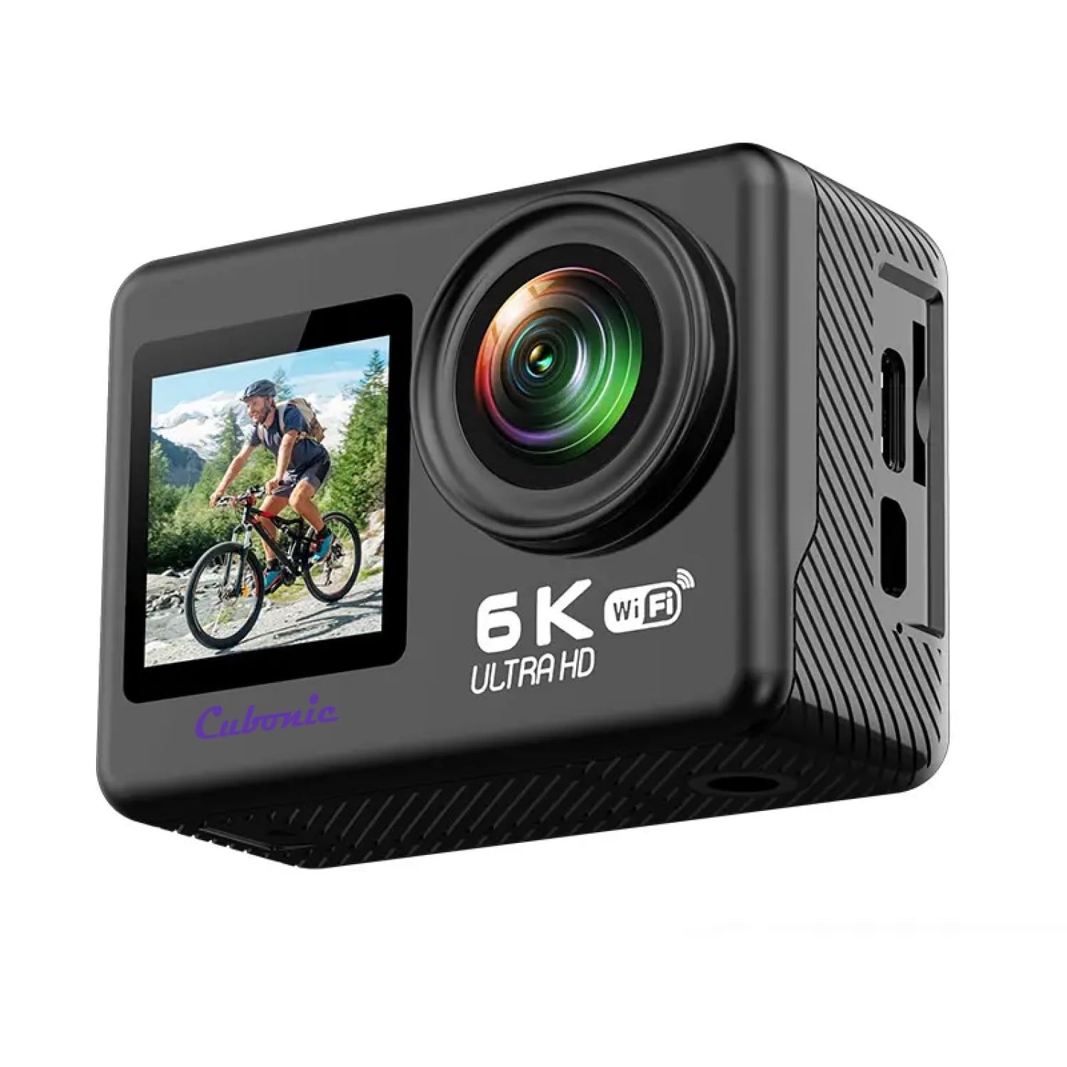 Cubonic 6K Dual Display Sports Waterproof 30m Camera| 50MP Ultra HD Photo |Touchscreen|170° Wide Angle Lens | EIS Stabilization | WiFi Connectivity | Remote | Upto 128GB SD Card Support Vlogging