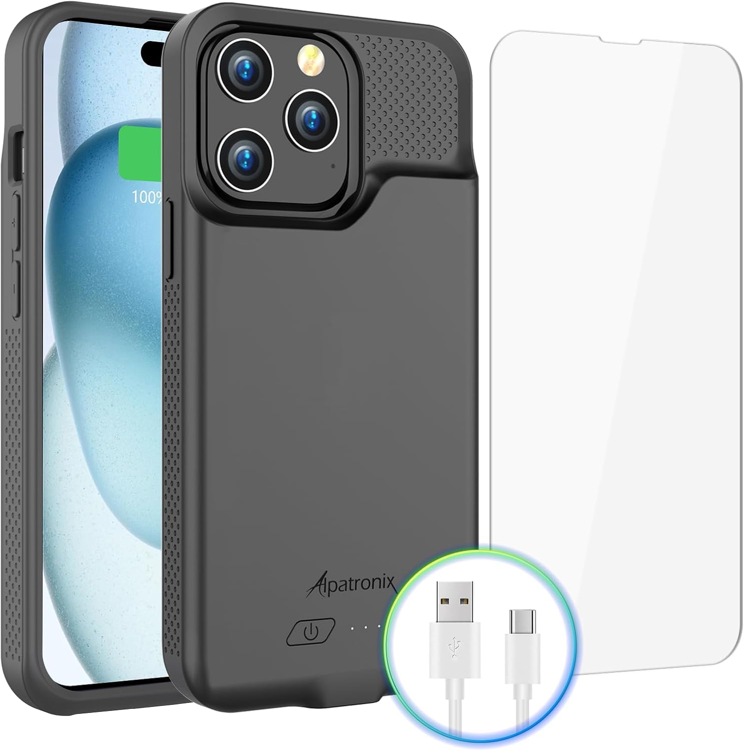 Alpatronix iPhone 14 Pro Max/14 Plus/13 Pro Max/12 Pro Max,[2025 Upgraded] Battery Case, Strong Slim Portable Extended 15W Fast Charging Case and Power Bank for iPhone (6.7-inch)