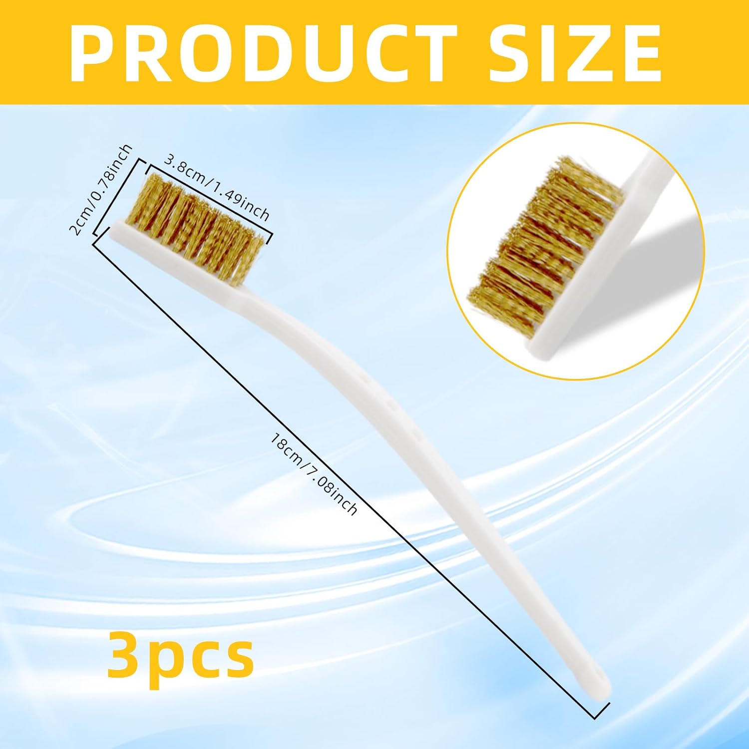 Small Brass Brush 3PCS Brass Wire Brushes for Cleaning, 3D Printer Nozzle Cleaning Brasses Wire Toothbrush Tool, Brasses Brush Handle Hot End Toothbrush for Polishing & Rust Removal image 2