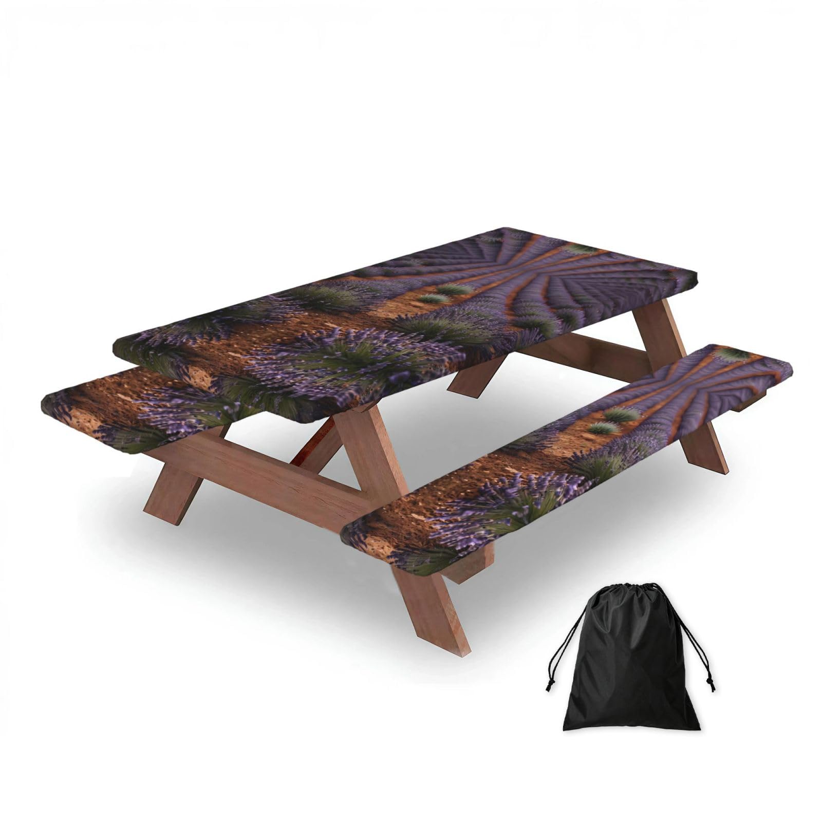 lavender fields Rectangular water-repellent picnic tablecloths, outdoor camping, picnic, BBQ