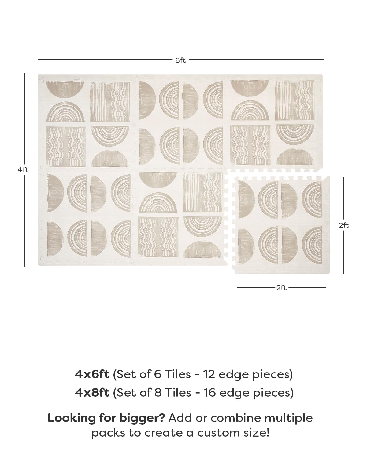 House of Noa Tappetino da gioco per bambini, 4 x 8 cm, Pebble Ada, set di 8 mattonelle, tappetino da gioco imbottito in schiuma EVA per pavimento, tappetini morbidi ad incastro per gattonare per