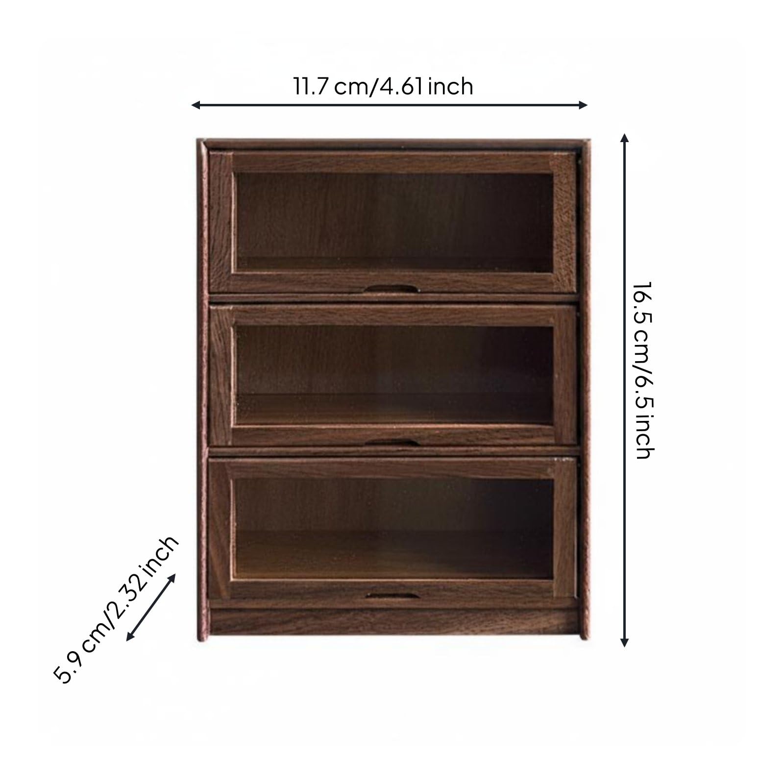 Armadietto Portaoggetti a Apertura in Miniatura Modulare Scaffale Decorativo in Design Legno Realistico per Hobbisti, Diorami, Noce, Mobile A Tre Strati Con Coperchio A Ribalta