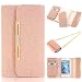 iPhone 7 Plus Case,iNextStation [Folio Style] Bling Wallet Pouch Card Slot PU Leather Case Cover & Chain For iPhone 7 Plus Premium iPhone Wallet Cases STAND Feature for Apple iPhone 7 Plus Pink