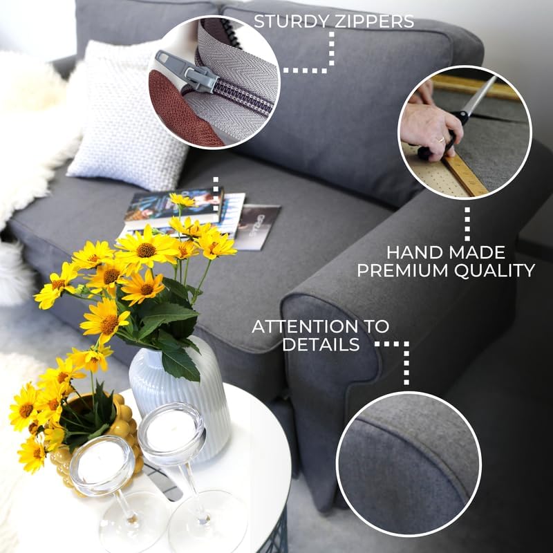 comfortly Cover for Backabro 2 Seat Sofa Bed, Replacement Slipcover, Heavy Duty 5 pcs Cover, Soft Durable Washable Fabric, Easy to Clean & Replace (Crown - Amber)