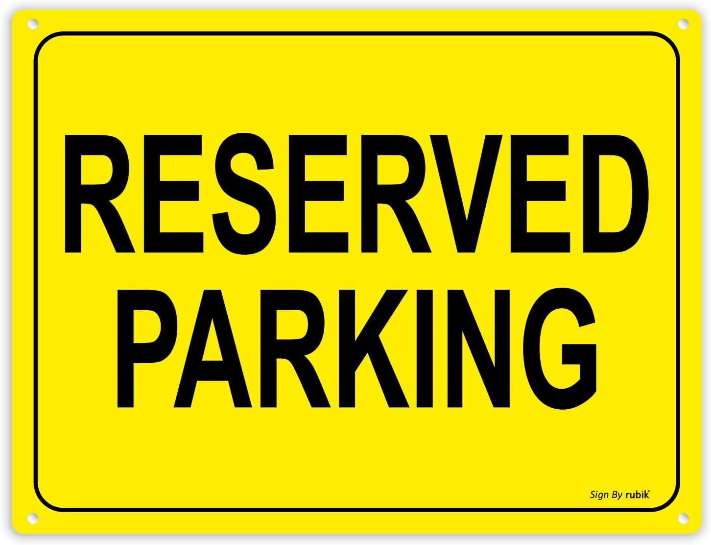 Rubik Acrylic Reserved Parking Sign 30x22.5cm, A4 Size Reflective UV Protected Weather Resistant Plastic Large Sign - Yellow/Black (1)