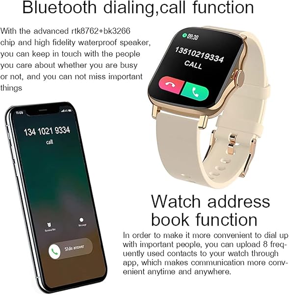 ZGZYL Orologio da Uomo Smart Watch Bluetooth FM08 Guarda Musicale Bluetooth Orologio da Fitness con Ossigeno SangueCardiofrequenzimetro Adatto per iOS Android Smart Watch WatchA