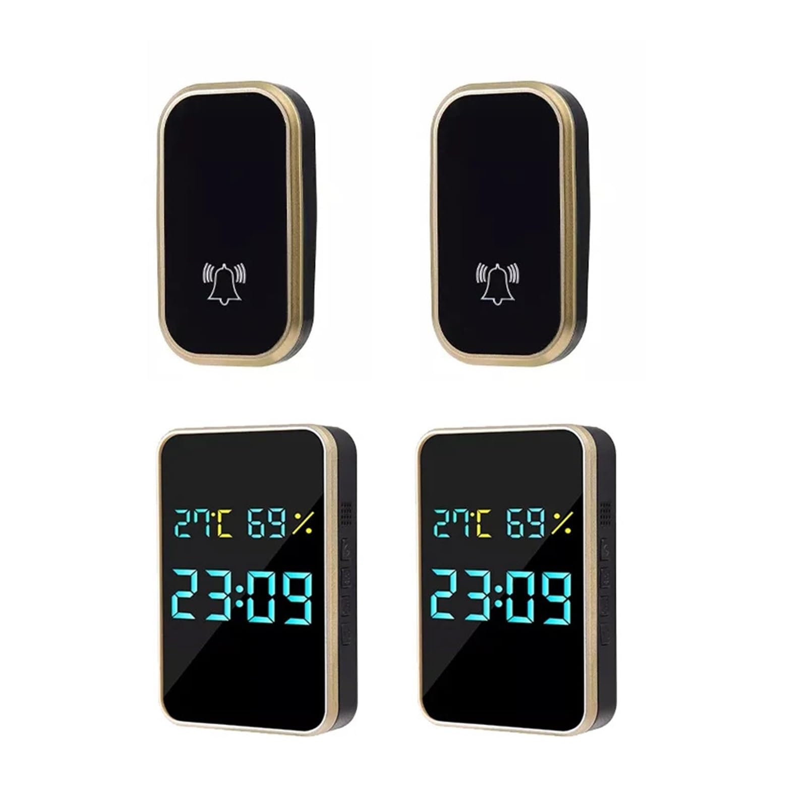 Sonnette autonome 433 MHz avec affichage température et humidité (2 émetteurs 2 récepteurs EU)