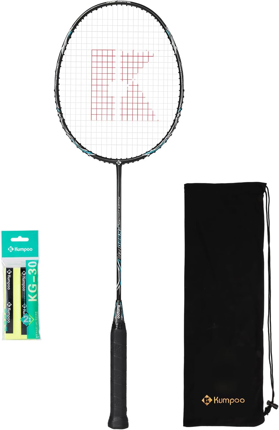 Kumpoo K520 Pro Badminton Racket, Power Control 4U Carbon Fiber With Pre-strung Strings Free Carrying Bag And Grip) I.1092571293