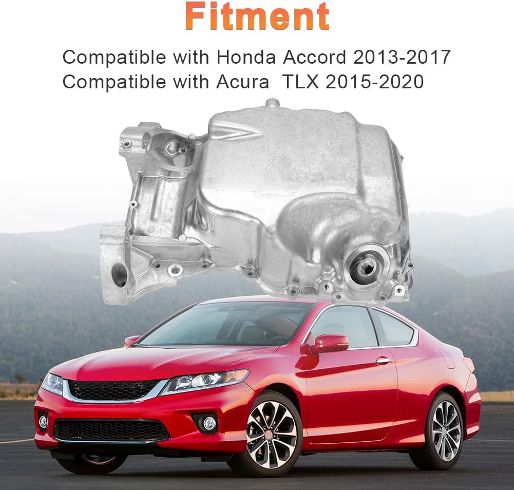 Engine Oil Pan Sump with Drain Plug Compatible with Honda Accord 2013-2017 Acura TLX 2015-2020 2.4L Replacement for 11200-5A2-A00 264-856 HOP26A
