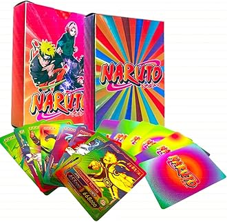 Anime Unique Card Desk Pack, Official Anime CCG Collectable Playing Foil Cards, Anime Merchandise Gift, Pack of 55 (Naruto Cards Rainbow)