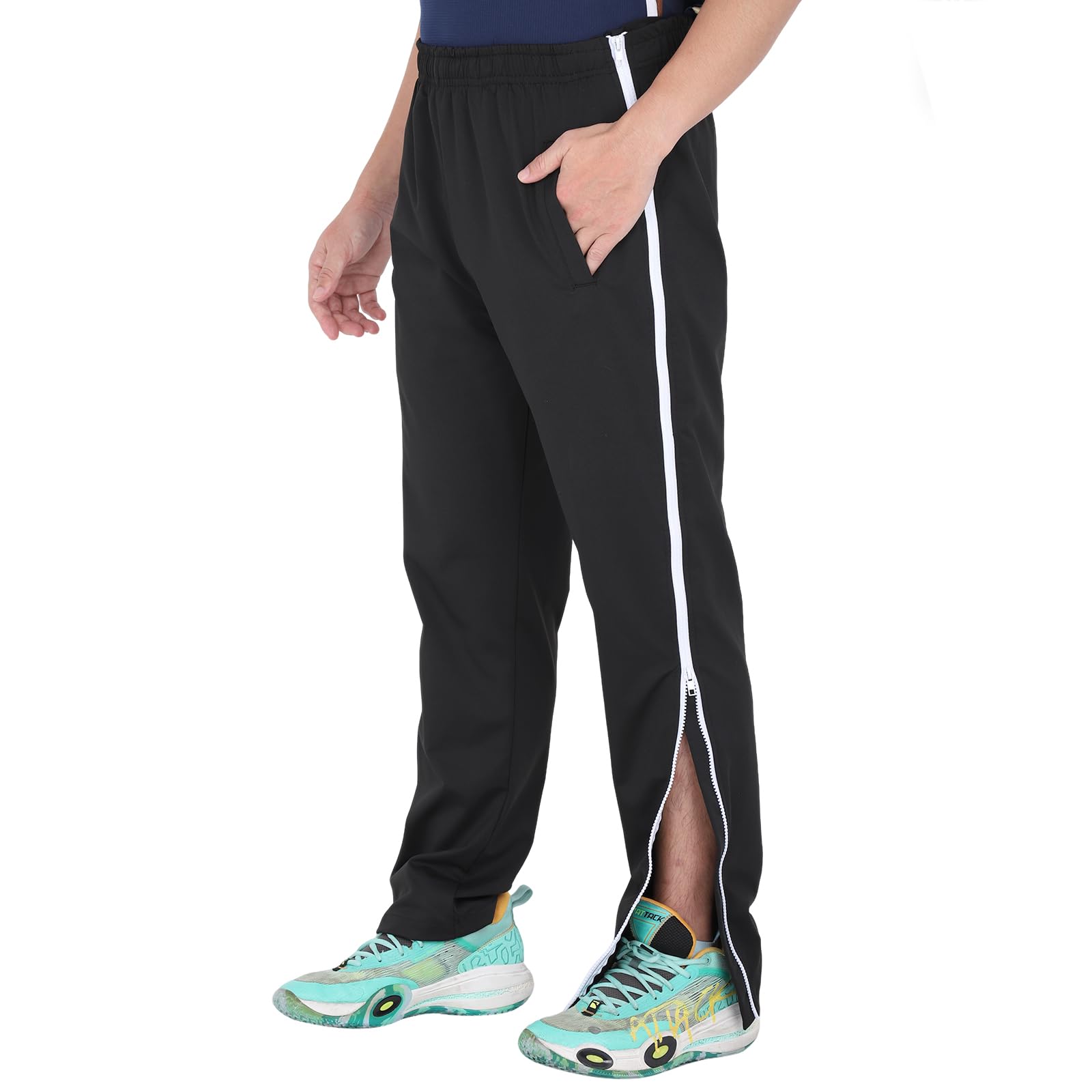 Pantaloni da Pallacanestro da Allenamento con Zip Atletico da Uomo con Cintura Elastica
