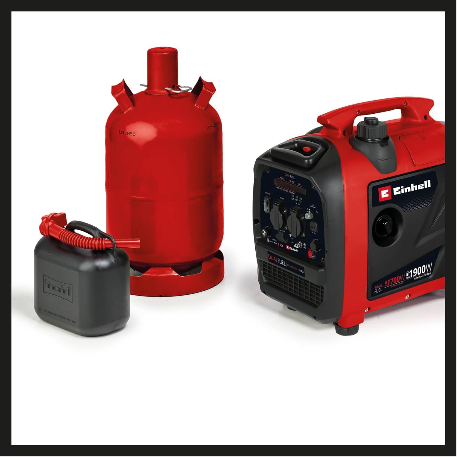 Einhell Generador de corriente (gasolina) TE-IG 1900 DF (potencia continua 1800/1600 W, máx. 1900/1700 W, depósito 4,2 l, inverter, motor de 4 tiempos, 2x 230 V, 2x USB, 1x 12 V)