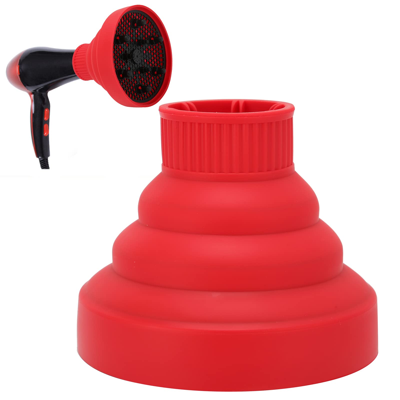 Difusor de secador de pelo portátil, difusor universal de secador de pelo plegable portátil de viaje, accesorio difusor para secador de pelo con diámetro de 1.6 a 2 pulgadas (rojo) 3