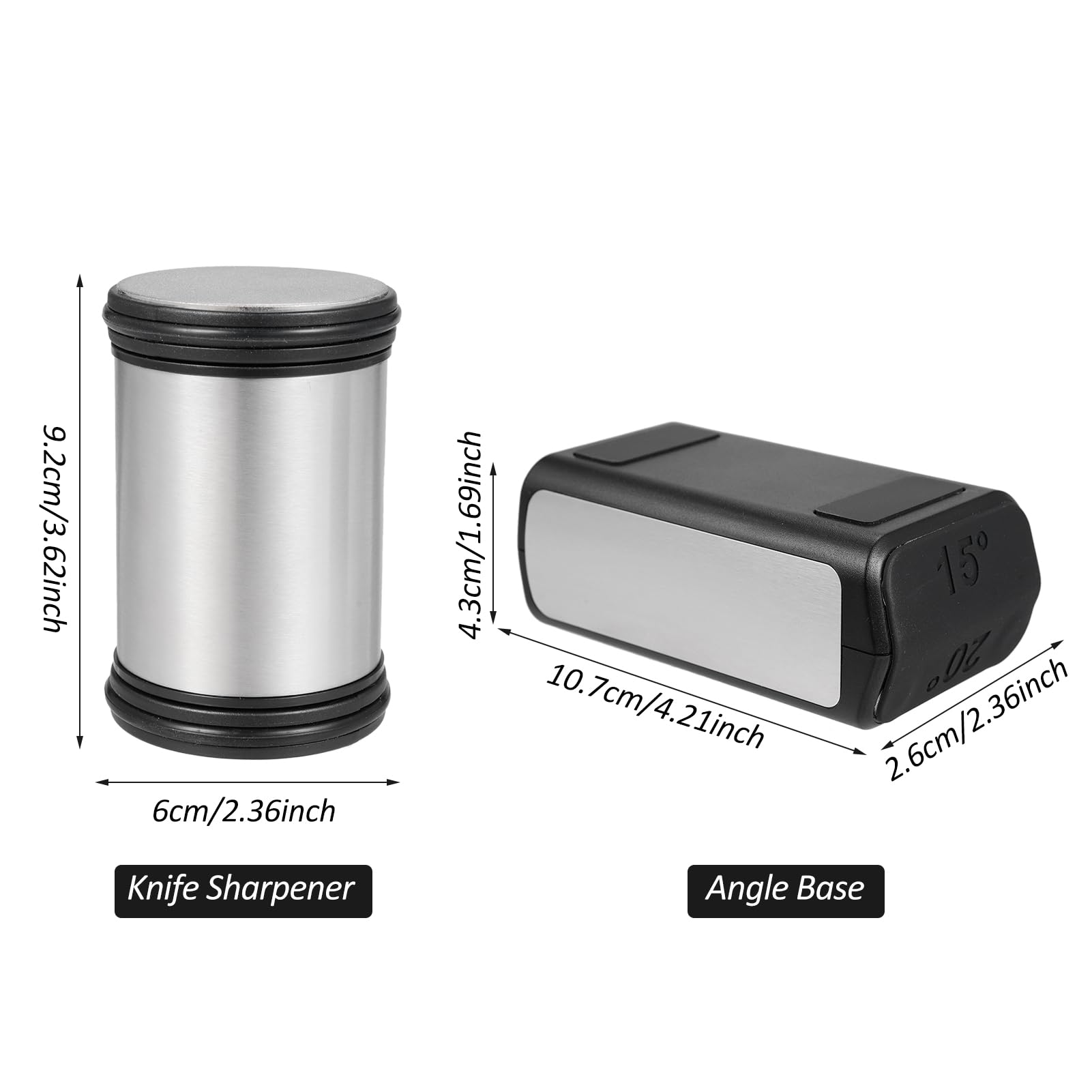 Eacam Rolling Knife Sharpener - Knife Sharpening Tool with Diamond and Ceramic Discs for Steel of Any Hardness, 15 and 20 Degrees Magnetic Angle Base for Kitchen Knives, Chef Knife Set, Scissors