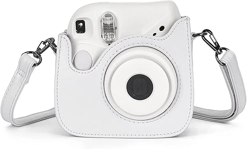 Miniatura 10 de Phetium Funda protectora compatible con cámara de película instantánea Instax Mini 7+ 7s 7c, funda de piel vegana premium con correa extraíble (rosa