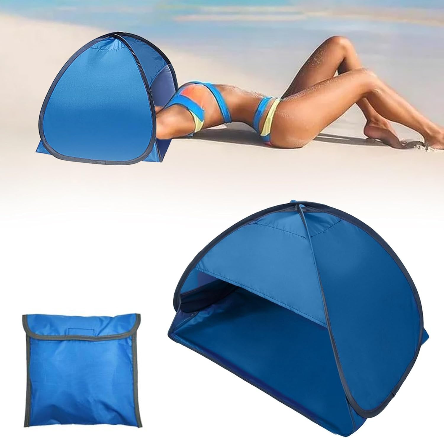 Mini refugio solar portátil para playa, tienda de campaña desplegable automática, toldo de protección solar instantánea, tienda de campaña de protección para la cabeza, para playa, dormir, pesca,