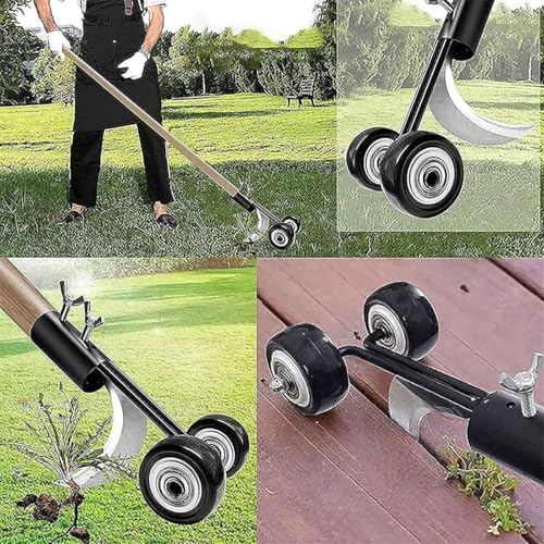 Outil de désherbage à poignée et roues pour dalles et patios - 8