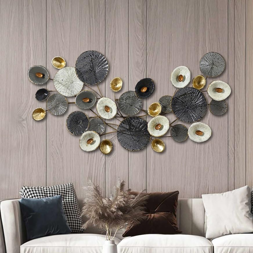 Vnook Decorate 3D Large Wall Sculpture, Modern Creative Circular 3D Iron Ring Wall Sculpture, Living Room Wall Decoration, Bedroom