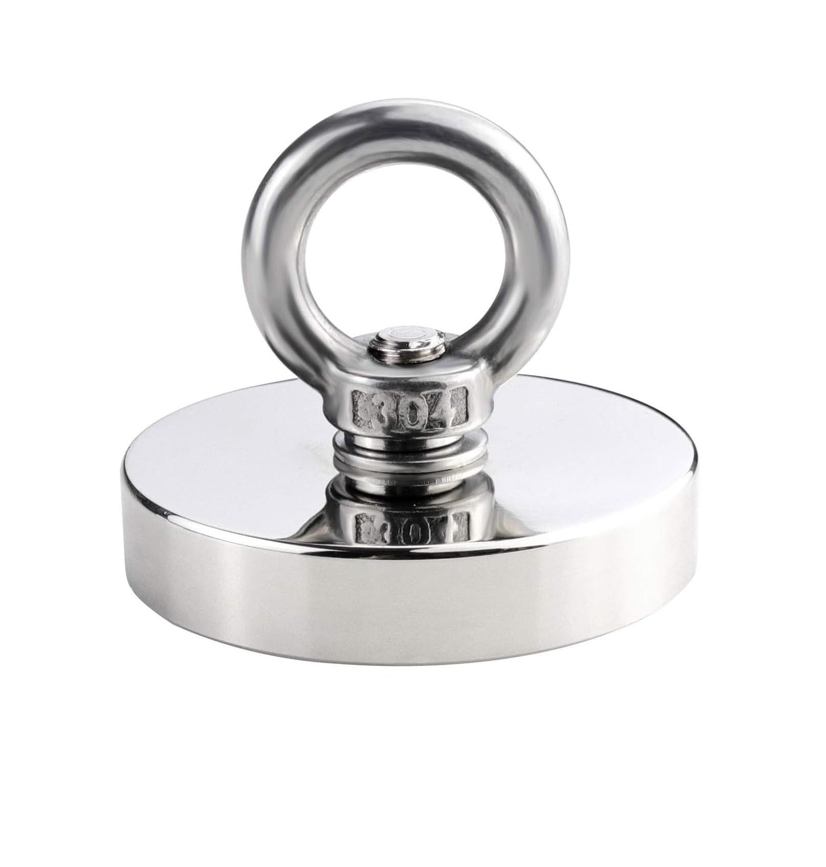 ALEAF 1 Piece of 60mm Super Strong Neodymium Fishing Magnets, 90-160 Kgs Vertical Pulling Force Rare Earth Magnet with Hole Eyebolt Diameter for Retrieving in River and Magnetic Fishing